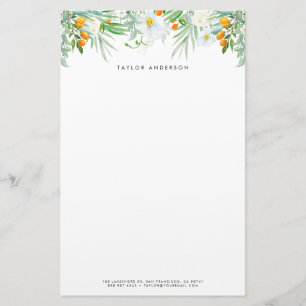Waterverf Witte Orchideeën en Kumquats Custom Briefpapier