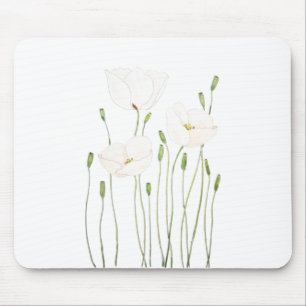 waterverf witte papaver muismat
