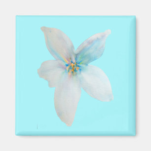 Waterverf witte pastelbloem magneet