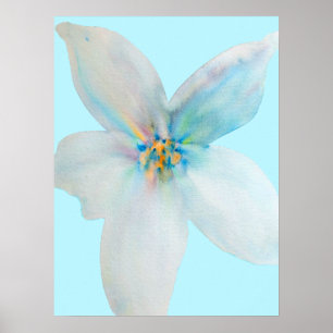 Waterverf witte pastelbloem poster