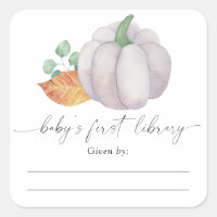 Waterverf witte pompoen - Baby Shower-boekplaat