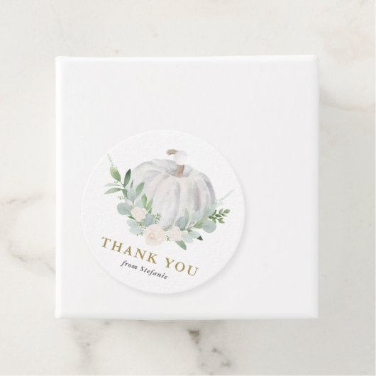 Waterverf witte pompoen Herfst dank u Bedankjes Labels (In situ)