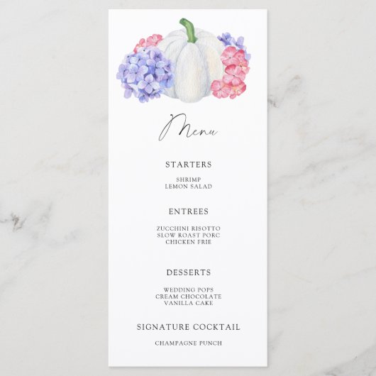 Waterverf witte pompoen menu (Voorkant)