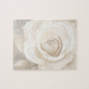 Waterverf witte roos abstracte bloem. legpuzzel
