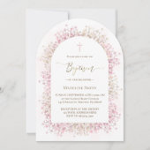 waterverf witte roze bloemen Doop Kaart (Voorkant)