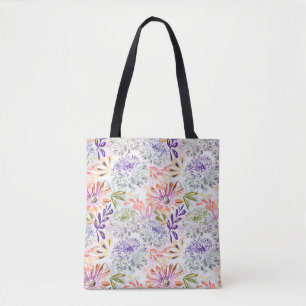 Waterverf witte, roze bloemen draagtas