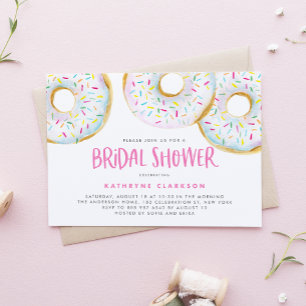 Waterverf Witte Sprinkle Donuts Vrijgezellenfeest Kaart