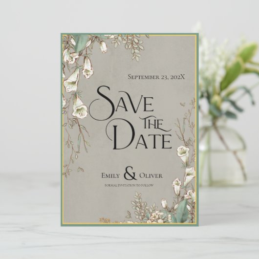 Waterverf Witte ventilator Greenery Save The Date (Staand voorkant)