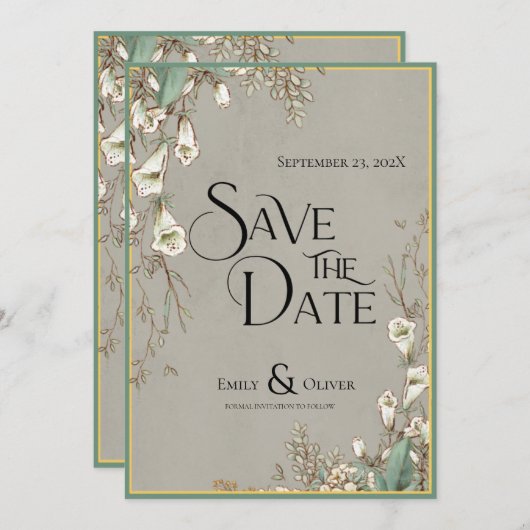  Waterverf Witte ventilator Greenery Save The Date (Voorkant / Achterkant)