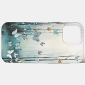 Waterverf, Witte Vlinders in Blauw Bos Case-Mate iPhone Case (Achterkant (horizontaal))
