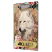 Waterverf  Witte Wolf en Roze Rozen Klembord (Links)