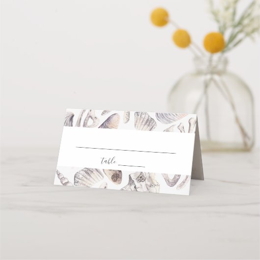 Waterverf Witte Zee Shell Coral Beach Wedding (Voorkant)