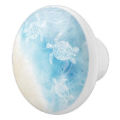 Waterverf witte zeeschildpad keramische knop (Rechts)