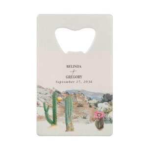 Waterverf Woestijn Cactus Boho Trouwgunst Kredietkaart Flessenopener