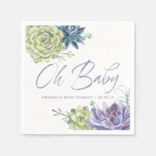 Waterverf Woestijn Cactus Succulenten Baby Shower Servetten