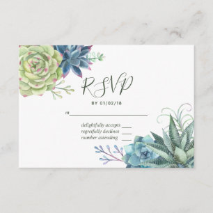 Waterverf Woestijn Cactus Succulenten Huwelijk RSV RSVP Kaartje