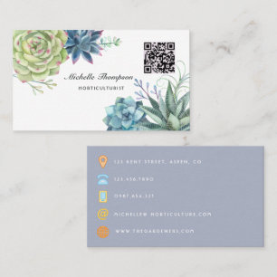 Waterverf Woestijn Cactus Succulenten QR Code Visitekaartje