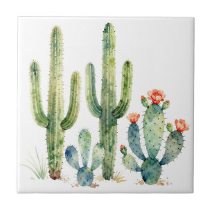 Waterverf Woestijn Cactus Tuin Tegeltje