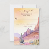 Waterverf woestijn en cactus zuidwestelijke bruilo RSVP kaartje (Voorkant)