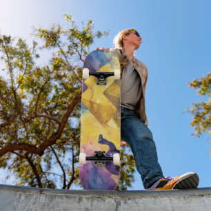 Waterverf Woestijn Sterrenstelsel Kameel Piramide  Skateboard