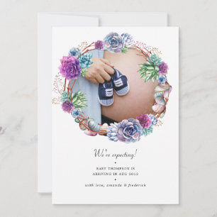 Waterverf woestijn Succulent Fotozwangerschap Aankondiging