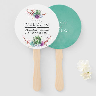Waterverf woestijn Succulents Wedding Favor Handwaaier