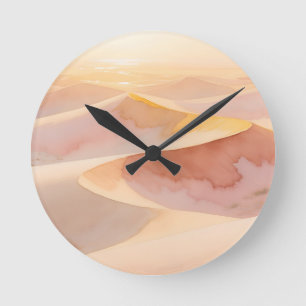 Waterverf Woestijn Zonsondergang Duinen Ronde Klok