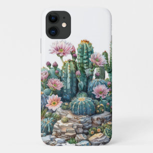 Waterverf woestijnbloemen cactussen. iPhone 11 hoesje