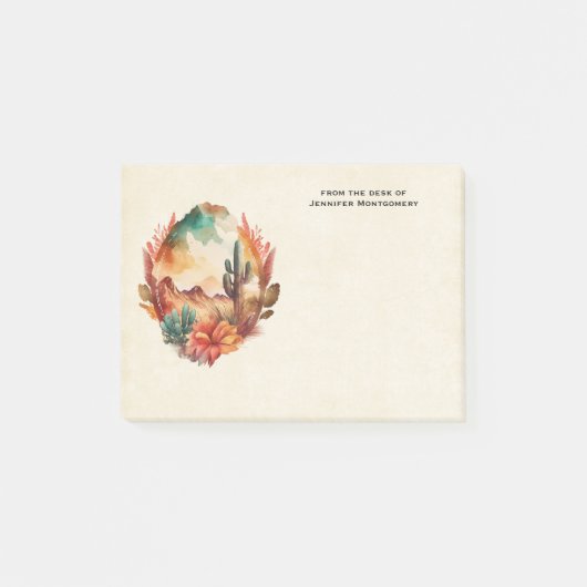 Waterverf woestijncactus en bergen post-it® notes (Voorkant)