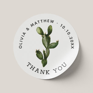 Waterverf woestijncactus. Rustieke bruiloft bedank Ronde Sticker