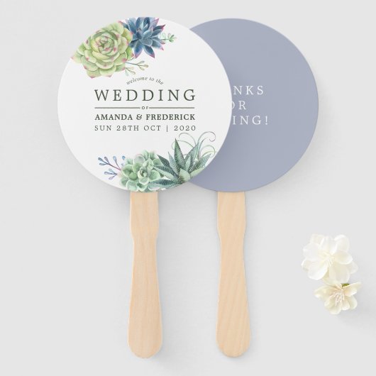 Waterverf woestijnCactus Succulent Wedding Favor Handwaaier (Voorkant en achterkant)