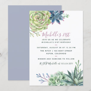 Waterverf woestijnCactus Succulents 21st Birthday Kaart