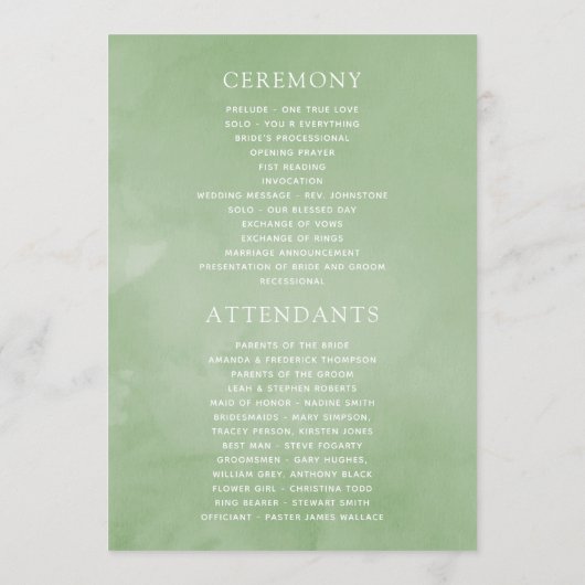 Waterverf woestijnCactus Succulents Wedding Programma (Achterkant)