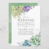 Waterverf woestijnCactus Succulents Wedding Programma (Voorkant / Achterkant)