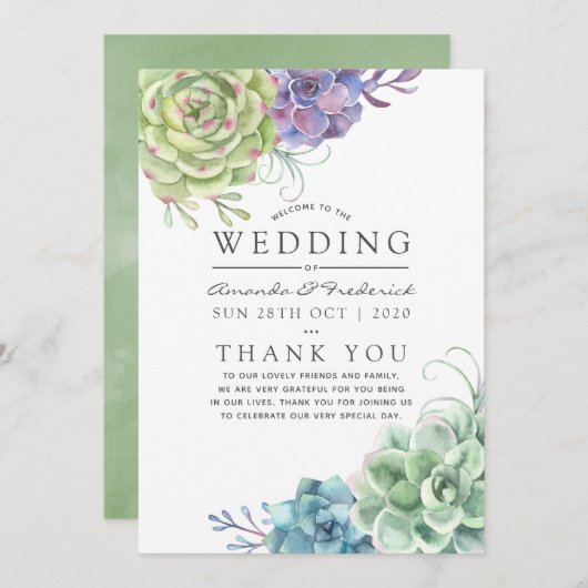 Waterverf woestijnCactus Succulents Wedding Programma (Voorkant / Achterkant)