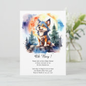 Waterverf Wolf Baby shower Uitnodiging (Staand voorkant)