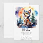 Waterverf Wolf Baby shower Uitnodiging (Voorkant / Achterkant)