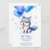 Waterverf Wolf Baby shower Uitnodiging (Voorkant / Achterkant)