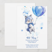 Waterverf Wolf Baby shower Uitnodiging (Voorkant / Achterkant)