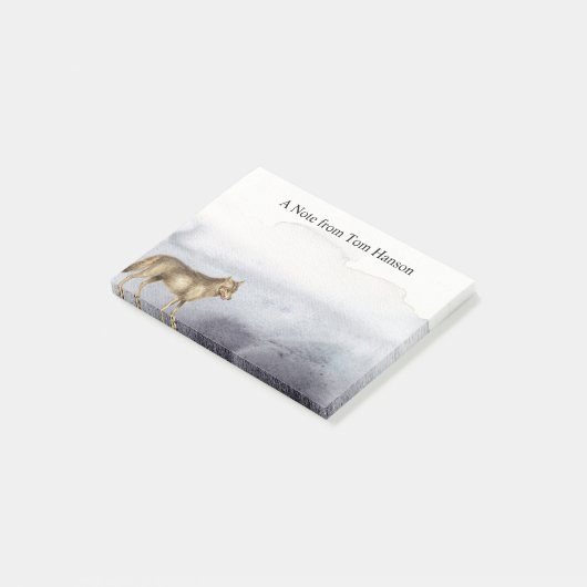 Waterverf Wolf Blue Clouds - Gepersonaliseerd Post-it® Notes (Schuin)