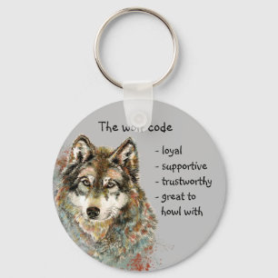 Waterverf Wolf Code Quote, Wolven Inspirerend Sleutelhanger
