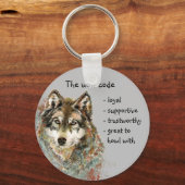 Waterverf Wolf Code Quote, Wolven Inspirerend Sleutelhanger (Voorkant)