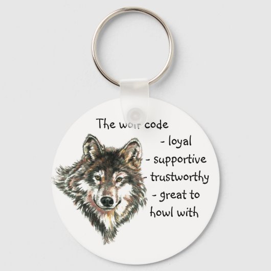 Waterverf Wolf Code Quote, Wolves Animal Sleutelhanger (Voorkant)
