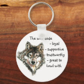 Waterverf Wolf Code Quote, Wolves Animal Sleutelhanger (Voorkant)