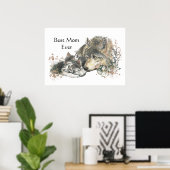 Waterverf Wolf & Cub Best Mam Ever Poster (Thuiskantoor)