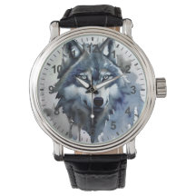 Waterverf Wolf Head Dusty Blue