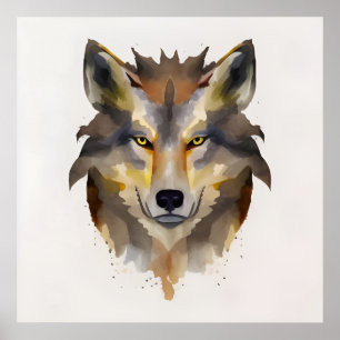 Waterverf Wolf Head Poster