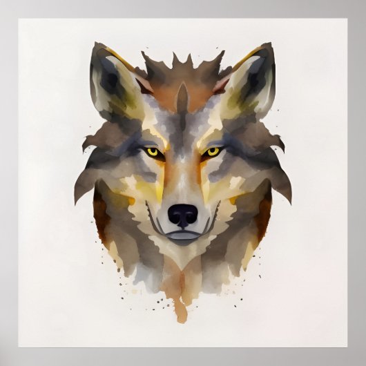 Waterverf Wolf Head Poster (Voorkant)