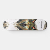Waterverf Wolf Head Warm Tones Monogram Skateboard (Horizontaal)