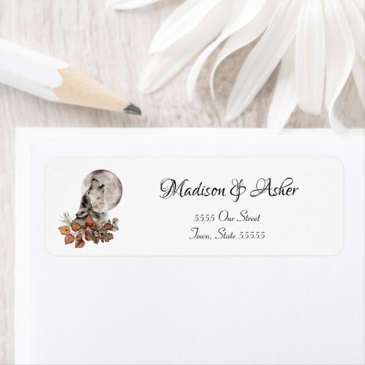 Waterverf Wolf Howling bij de springveren van de m Etiket (Insitu)